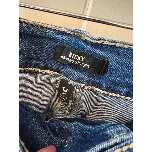 True Religion Rickie Fit Denim Big T Straight Leg Jeans 34 - Picture 5 of 6